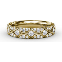 Diamond Crescent Band with Pavé-Set Round Diamonds and Milgrain Detailing by Fana - 0.49 Carat Total Diamond Weight
