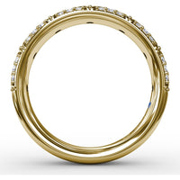 Diamond Crescent Band with Pavé-Set Round Diamonds and Milgrain Detailing by Fana - 0.49 Carat Total Diamond Weight