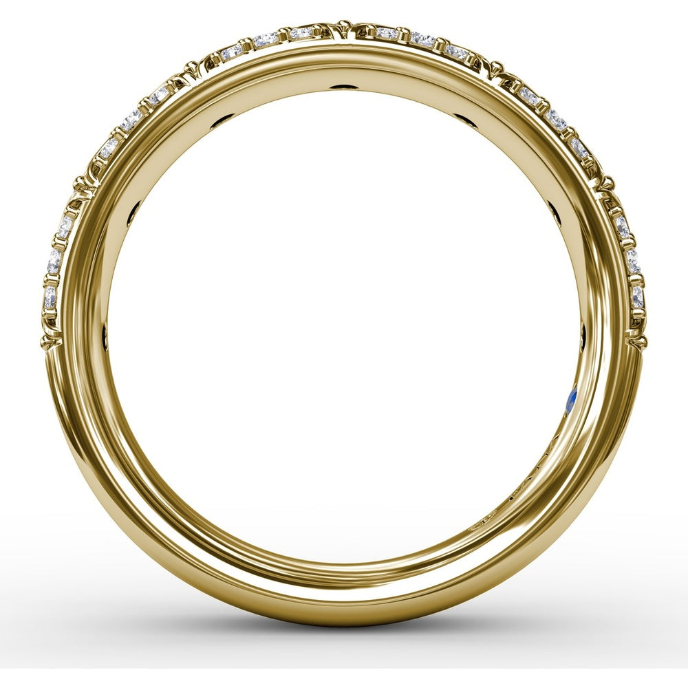 Diamond Crescent Band with Pavé-Set Round Diamonds and Milgrain Detailing by Fana - 0.49 Carat Total Diamond Weight
