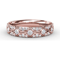 Diamond Crescent Band with Pavé-Set Round Diamonds and Milgrain Detailing by Fana - 0.49 Carat Total Diamond Weight