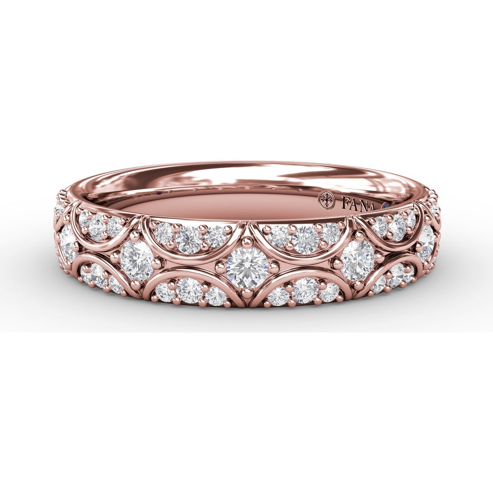 Diamond Crescent Band with Pavé-Set Round Diamonds and Milgrain Detailing by Fana - 0.49 Carat Total Diamond Weight
