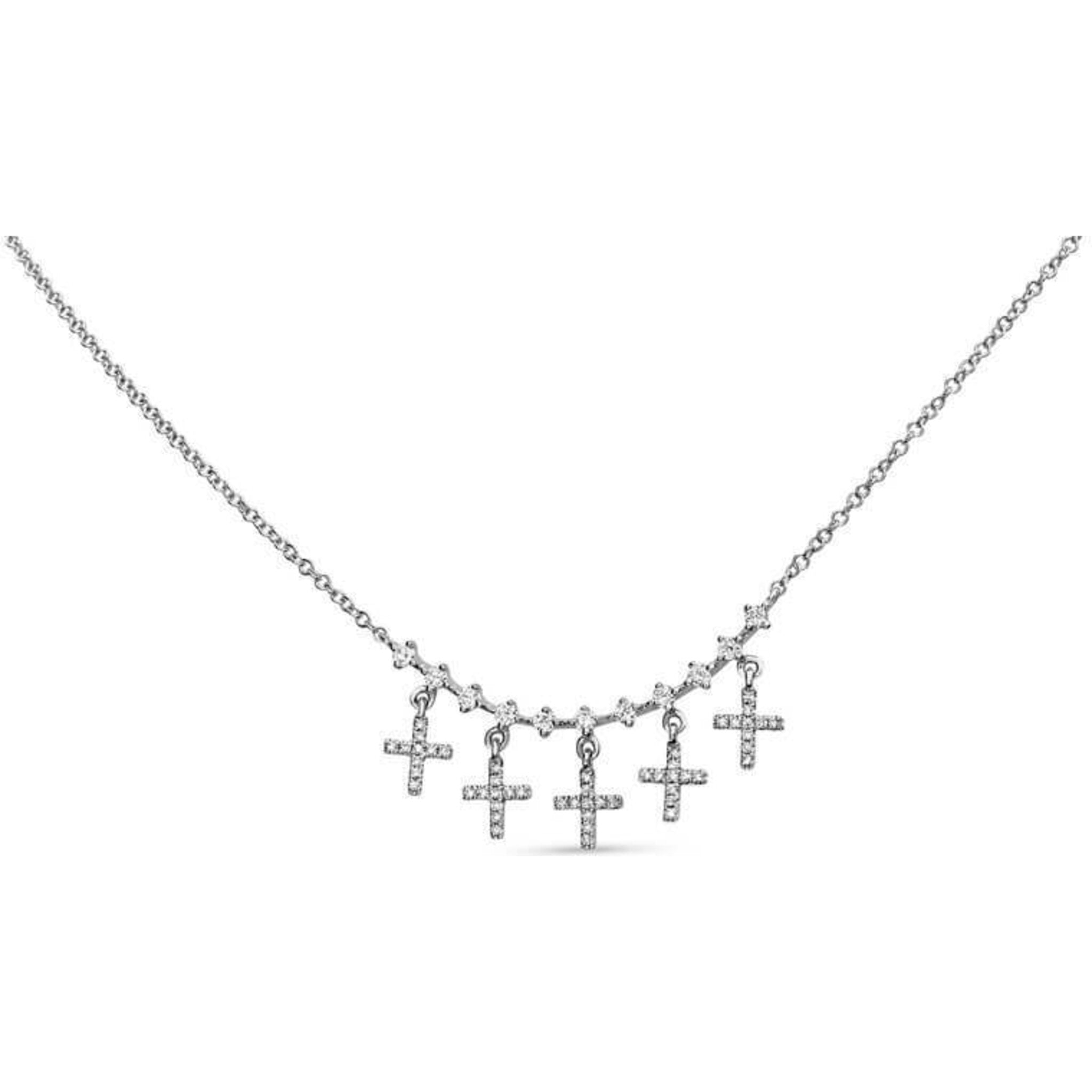 Diamond Cross Dangle Necklace 14kw
