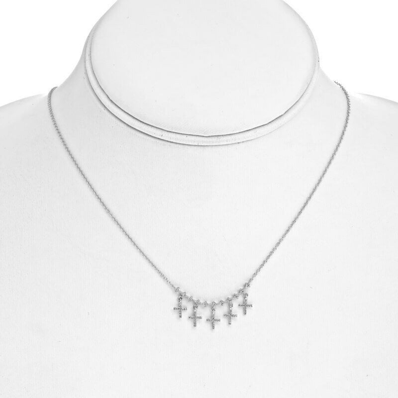 Diamond Cross Dangle Necklace 14kw