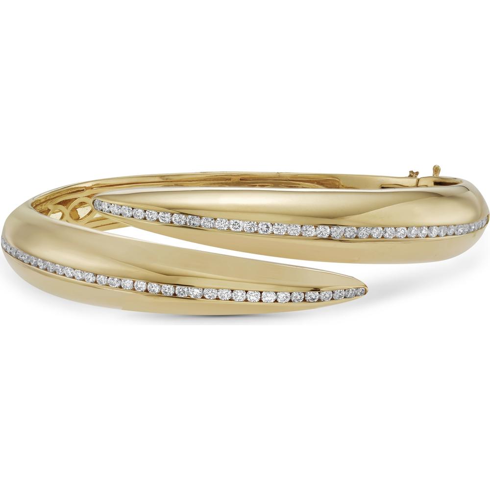 Diamond Deco Bypass Cuff Bracelet in 18K Yellow Gold by Charles Krypell