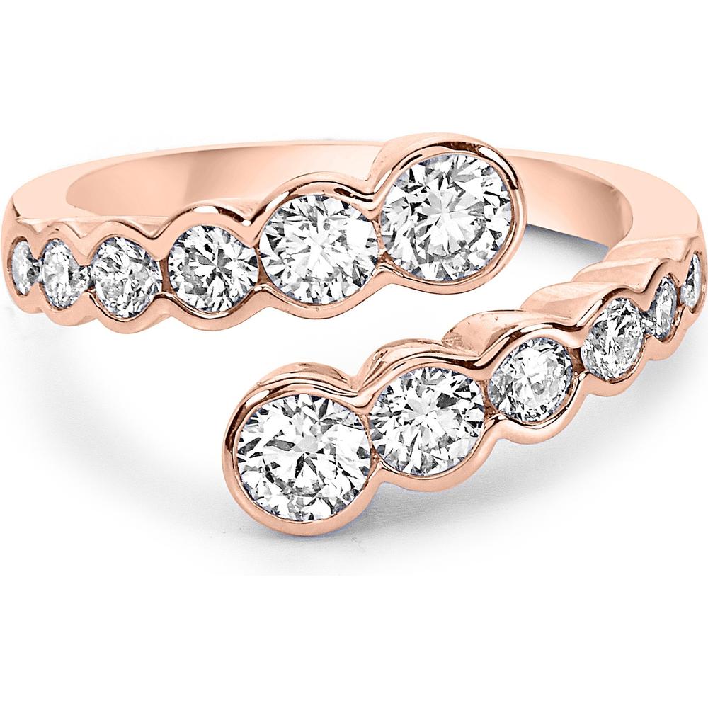 Diamond Demi Bezel Bypass Ring in 18K Rose Gold by Charles Krypell