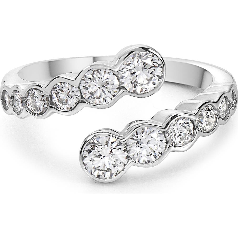 Diamond Demi Bezel Bypass Ring in 18K White Gold by Charles Krypell
