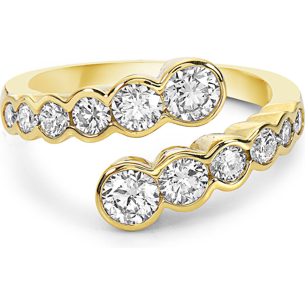 Diamond Demi Bezel Bypass Ring in 18K Yellow Gold by Charles Krypell