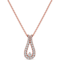 Diamond Dew Drop Pendant Necklace in 18K Rose Gold by Charles Krypell