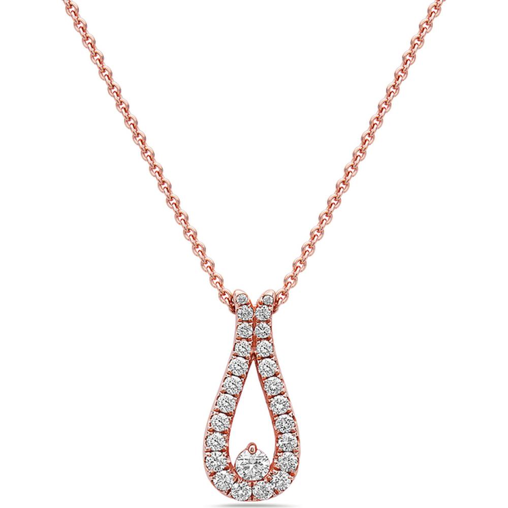 Diamond Dew Drop Pendant Necklace in 18K Rose Gold by Charles Krypell