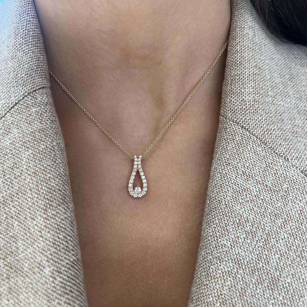 Diamond Dew Drop Pendant Necklace in 18K Rose Gold by Charles Krypell
