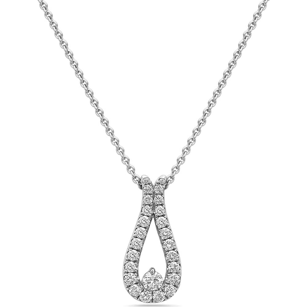 Diamond Dew Drop Pendant Necklace in 18K White Gold by Charles Krypell