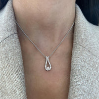 Diamond Dew Drop Pendant Necklace in 18K White Gold by Charles Krypell