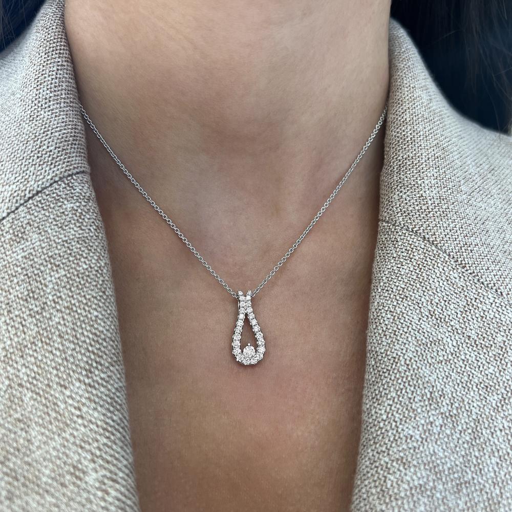 Diamond Dew Drop Pendant Necklace in 18K White Gold by Charles Krypell