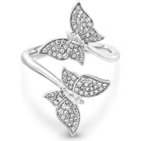 Diamond Double Butterfly Ring in 18K White Gold by Charles Krypell
