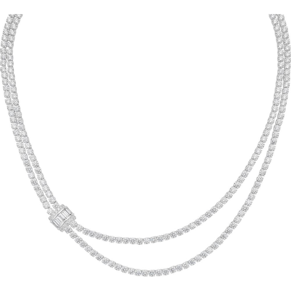 Diamond Double Drape Necklace in 18K White Gold by Charles Krypell