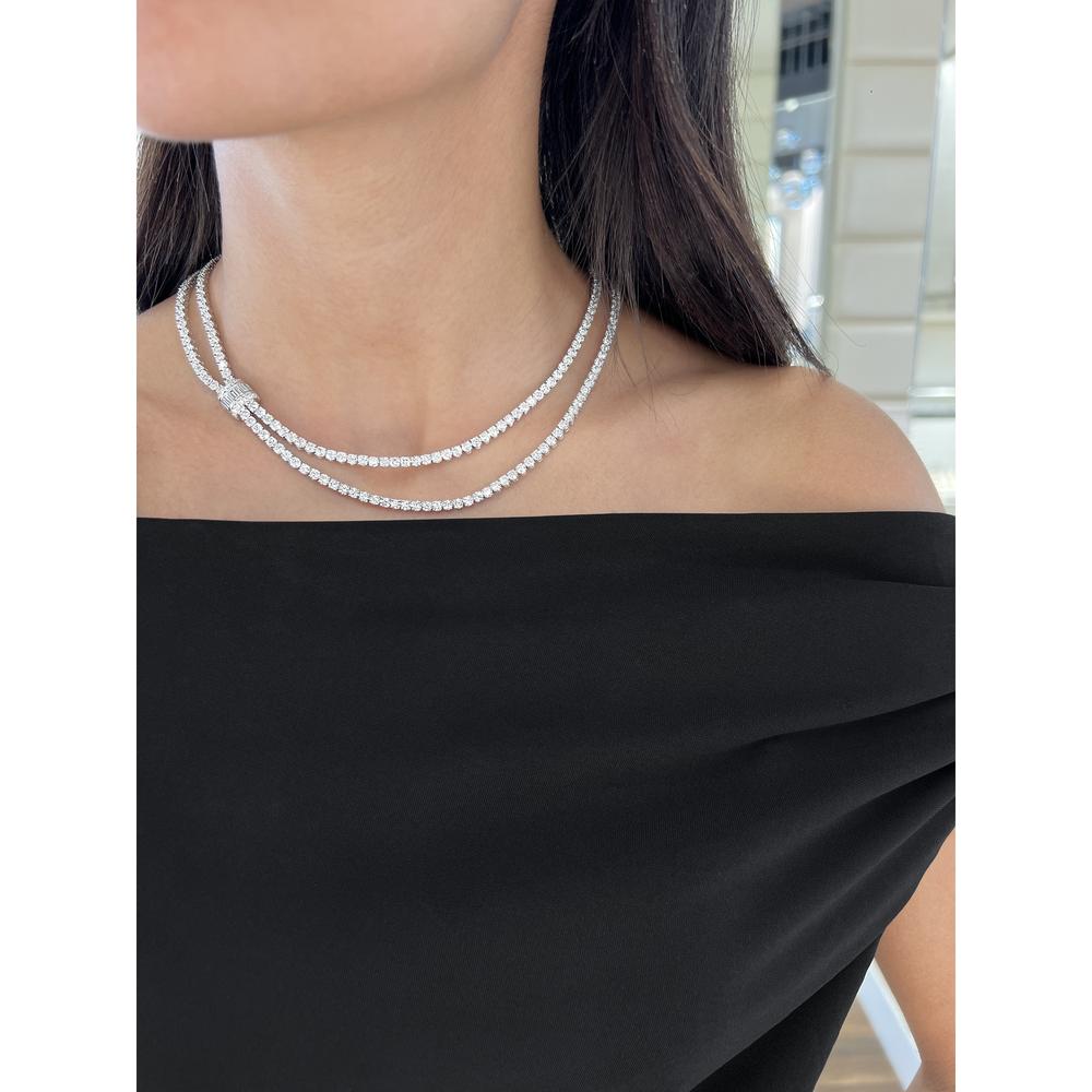 Diamond Double Drape Necklace in 18K White Gold by Charles Krypell