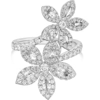 Diamond Double Flower Ring in 18K White Gold by Charles Krypell