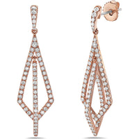 Diamond Double Kite Drop Earrings in 18K Rose Gold by Charles Krypell