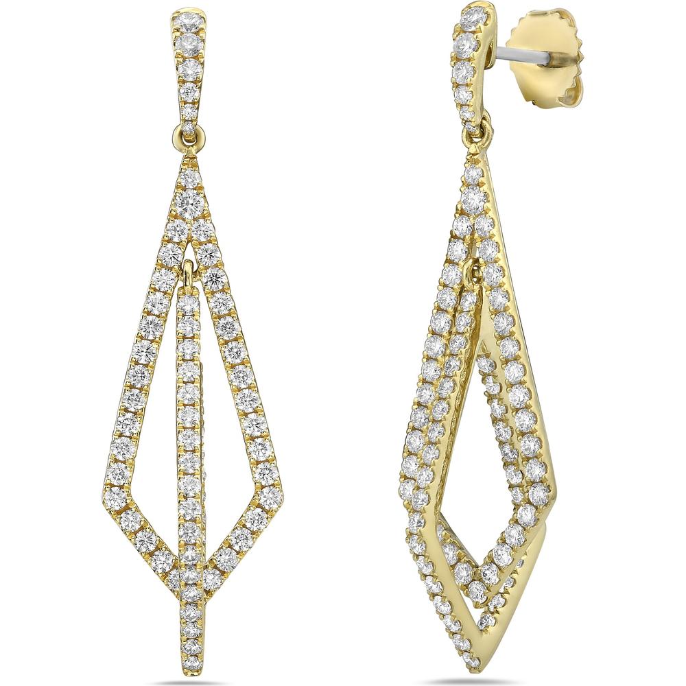 Diamond Double Kite Drop Earrings in 18K Yellow Gold by Charles Krypell