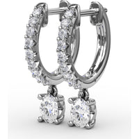 Diamond Drop Earrings with Pavé Hoop and Oval Diamond Dangle by Fana - 0.56 Carat Total Diamond Weight