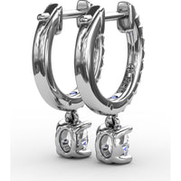 Diamond Drop Earrings with Pavé Hoop and Oval Diamond Dangle by Fana - 0.56 Carat Total Diamond Weight