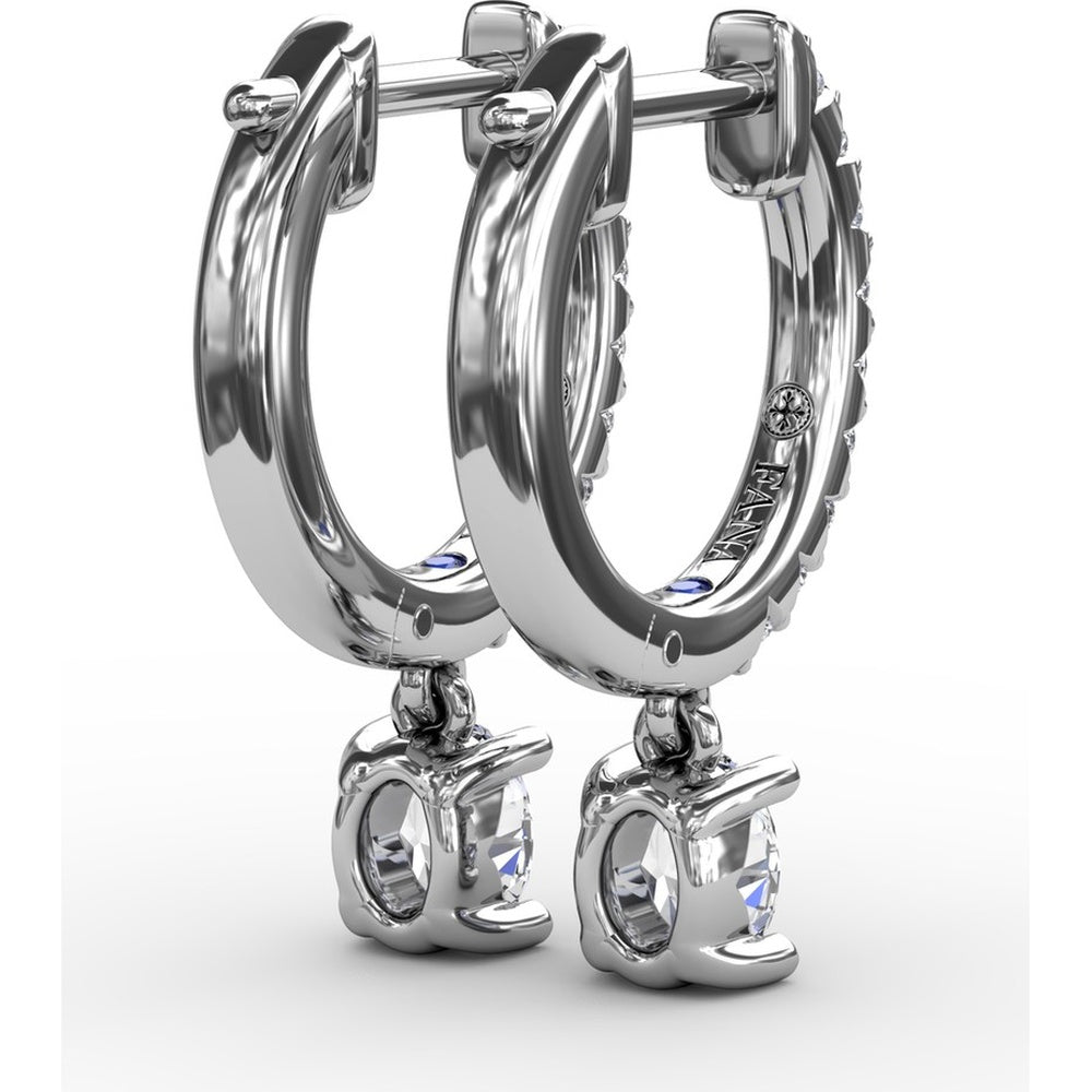 Diamond Drop Earrings with Pavé Hoop and Oval Diamond Dangle by Fana - 0.56 Carat Total Diamond Weight