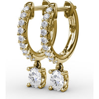 Diamond Drop Earrings with Pavé Hoop and Oval Diamond Dangle by Fana - 0.56 Carat Total Diamond Weight