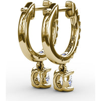 Diamond Drop Earrings with Pavé Hoop and Oval Diamond Dangle by Fana - 0.56 Carat Total Diamond Weight