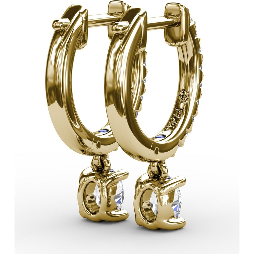Diamond Drop Earrings with Pavé Hoop and Oval Diamond Dangle by Fana - 0.56 Carat Total Diamond Weight
