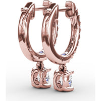 Diamond Drop Earrings with Pavé Hoop and Oval Diamond Dangle by Fana - 0.56 Carat Total Diamond Weight