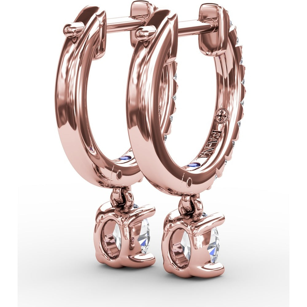 Diamond Drop Earrings with Pavé Hoop and Oval Diamond Dangle by Fana - 0.56 Carat Total Diamond Weight