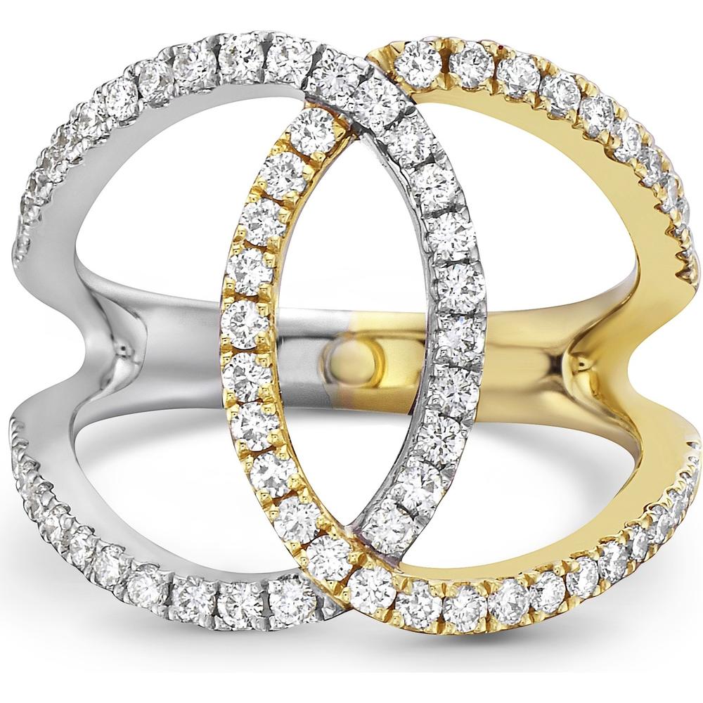 Diamond Eclipse Ring in 18K White Gold and Yellow Gold by Charles Krypell