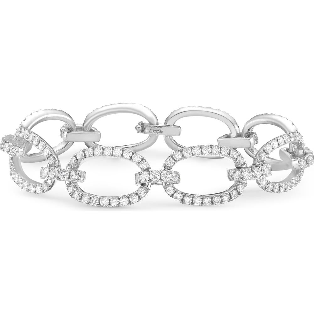 Diamond Eight Link Bracelet in 18K White Gold by Charles Krypell