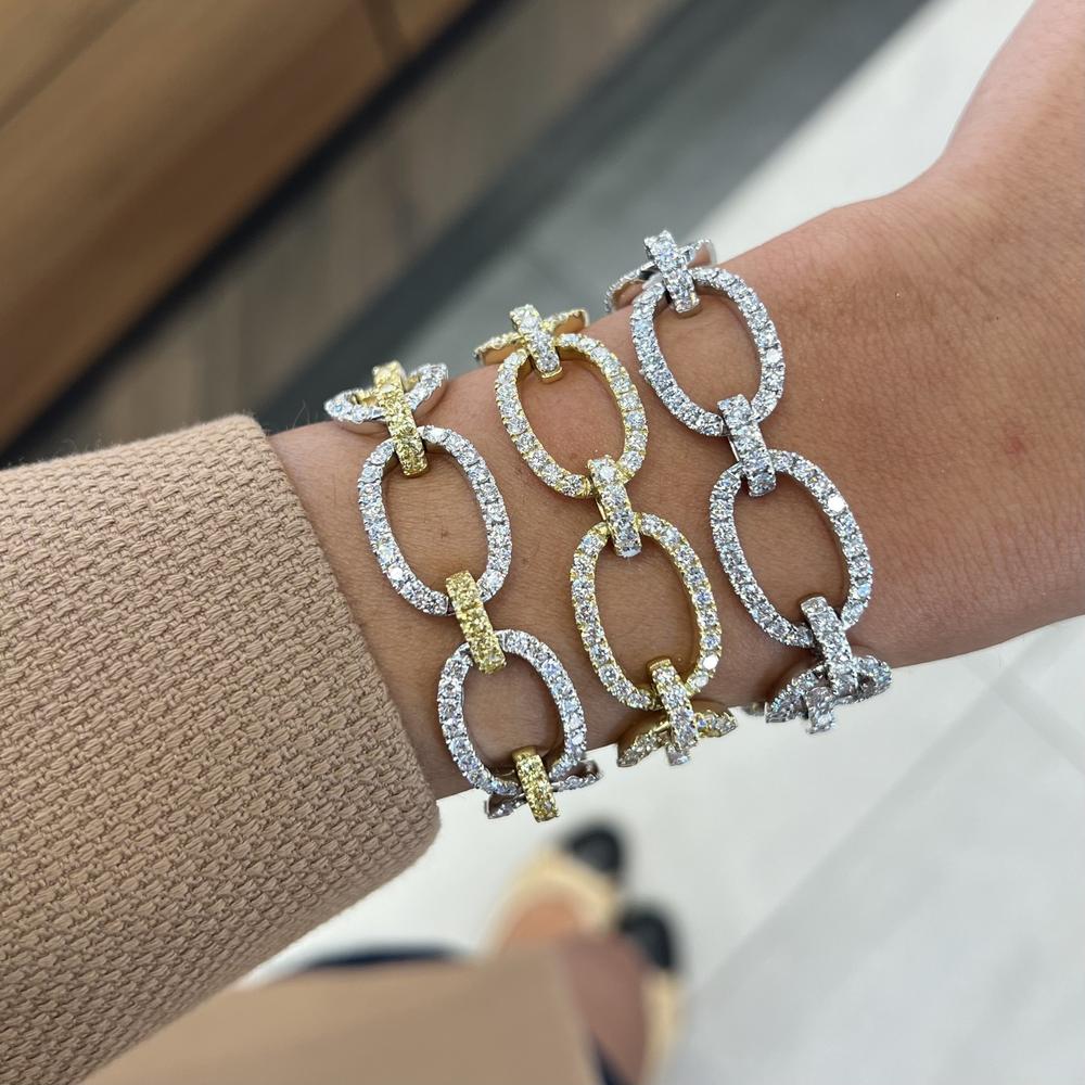 Diamond Eight Link Bracelet in 18K White Gold by Charles Krypell
