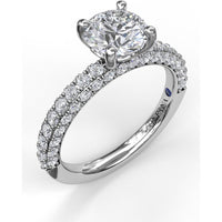 Diamond-Encrusted Engagement Ring Setting with Four-Prong Round Head by Fana - 0.89 Carat Total Diamond Weight