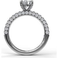 Diamond-Encrusted Engagement Ring Setting with Four-Prong Round Head by Fana - 0.89 Carat Total Diamond Weight