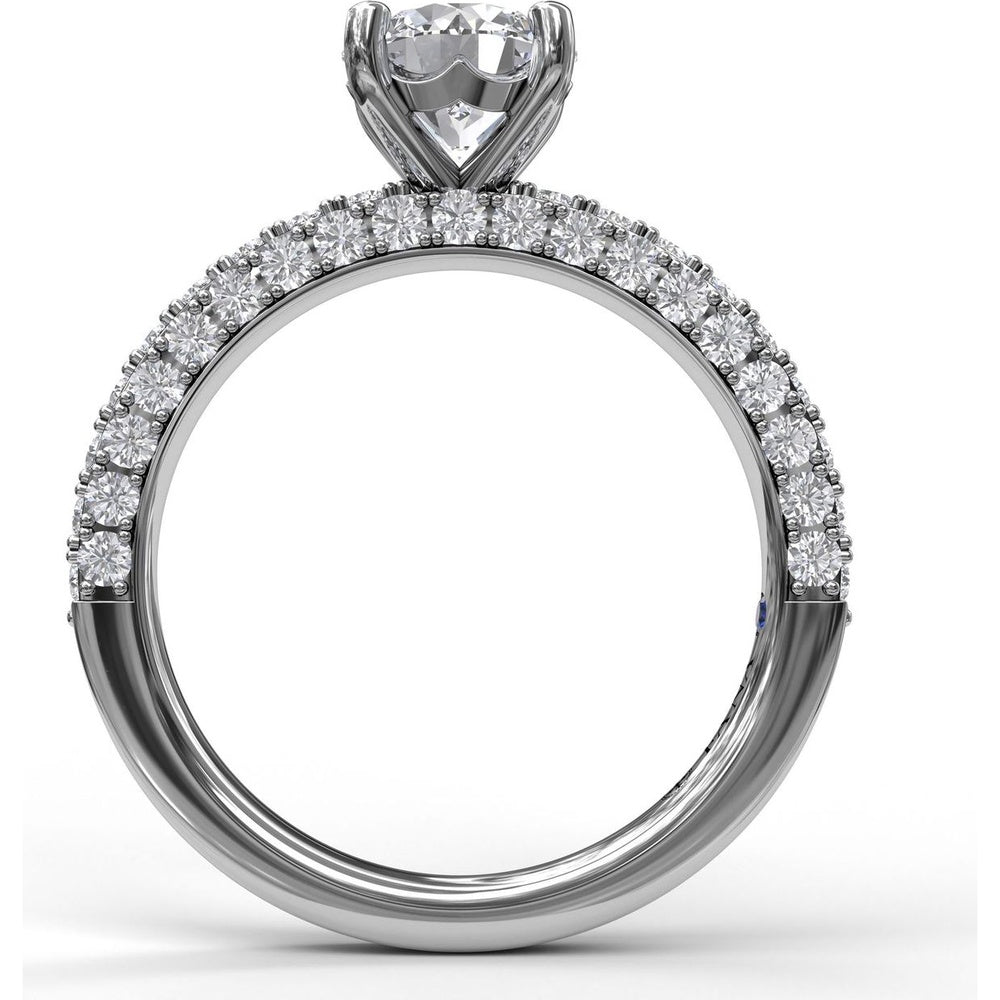 Diamond-Encrusted Engagement Ring Setting with Four-Prong Round Head by Fana - 0.89 Carat Total Diamond Weight