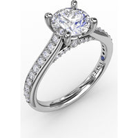 Diamond Engagement Ring Setting with Bead-Set Prongs and Pavé Band by Fana