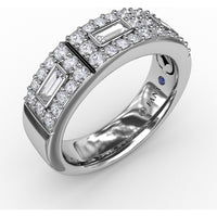 Diamond Fashion Band with Bezel-Set Baguette and Pavé-Set Round Diamonds by Fana - 0.72 Carat Total Diamond Weight