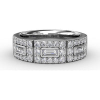 Diamond Fashion Band with Bezel-Set Baguette and Pavé-Set Round Diamonds by Fana - 0.72 Carat Total Diamond Weight