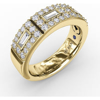 Diamond Fashion Band with Bezel-Set Baguette and Pavé-Set Round Diamonds by Fana - 0.72 Carat Total Diamond Weight