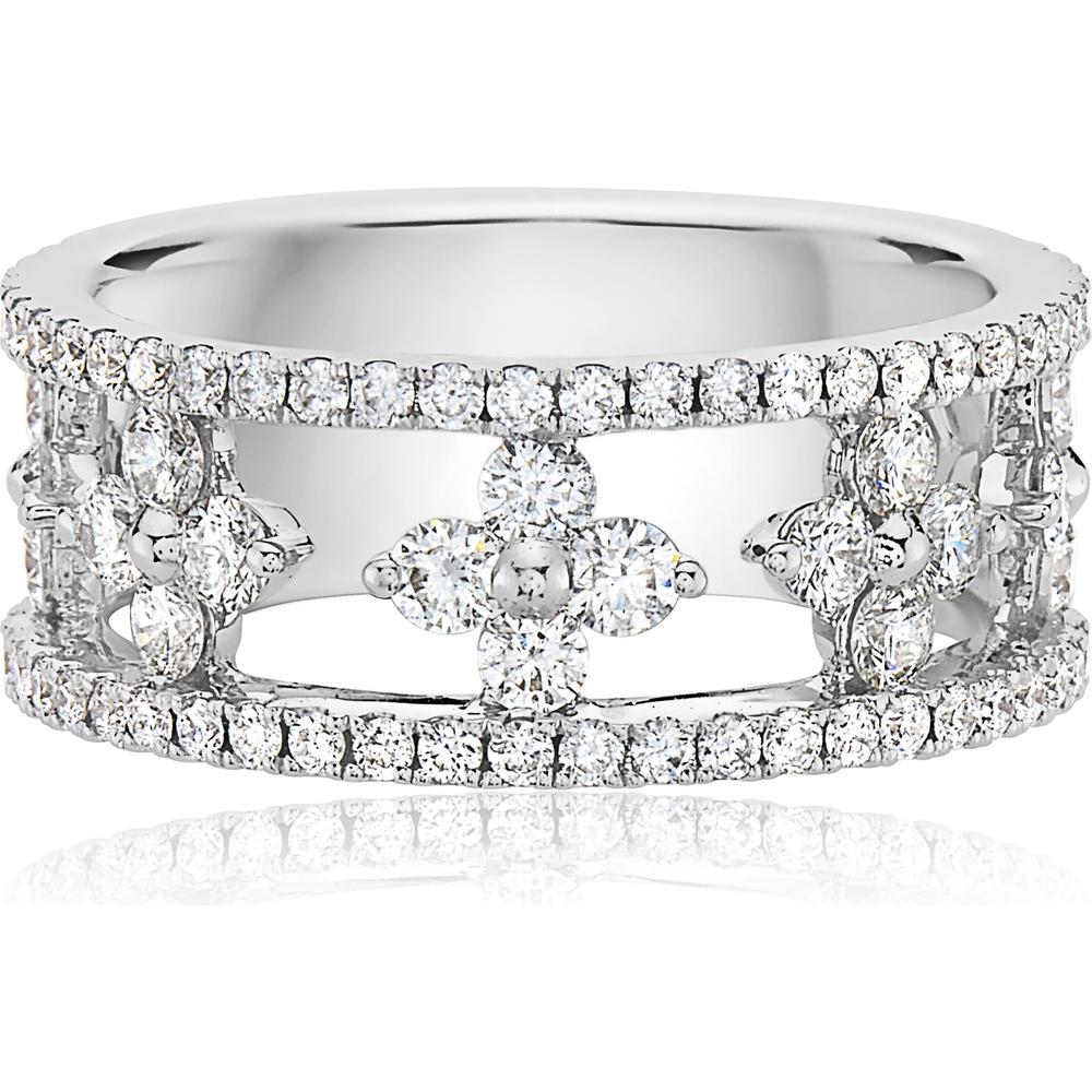 Diamond Floating Clover Band Ring in 18K White Gold by Charles Krypell