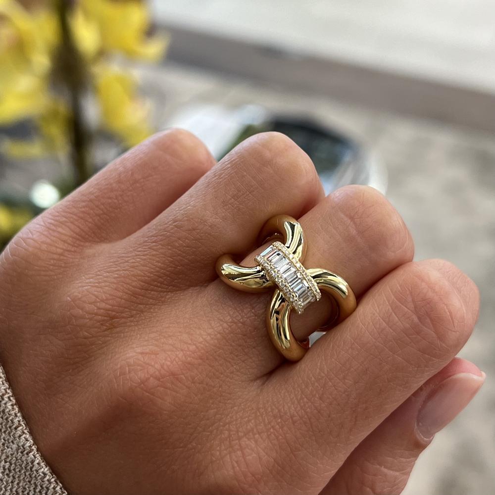 Diamond Gold Diamond Bridge Ring in 18K Yellow Gold by Charles Krypell