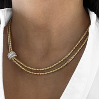 Diamond Gold Double Drape Necklace in 18K Yellow Gold by Charles Krypell