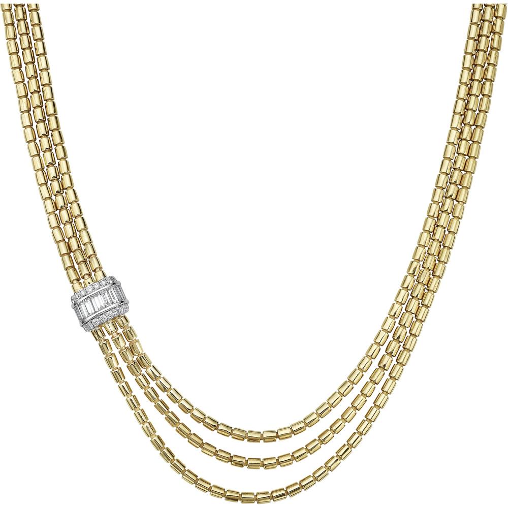 Diamond Gold Triple Drape Necklace in 18K Yellow Gold by Charles Krypell