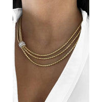 Diamond Gold Triple Drape Necklace in 18K Yellow Gold by Charles Krypell
