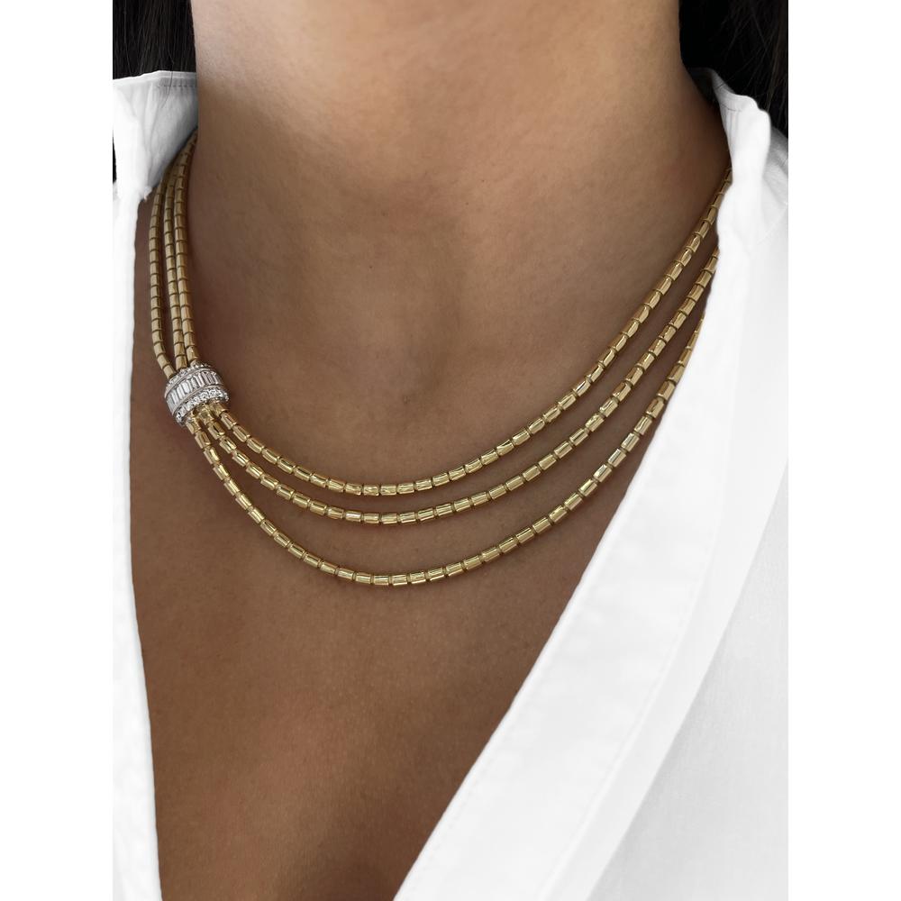 Diamond Gold Triple Drape Necklace in 18K Yellow Gold by Charles Krypell