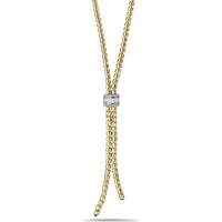 Diamond Gold Tube Lariat 17" Necklace in 18K Yellow Gold by Charles Krypell