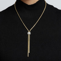 Diamond Gold Tube Lariat 17" Necklace in 18K Yellow Gold by Charles Krypell