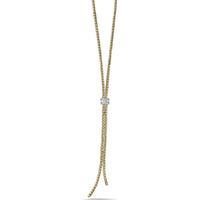 Diamond Gold Tube Lariat 24" Necklace in 18K Yellow Gold by Charles Krypell